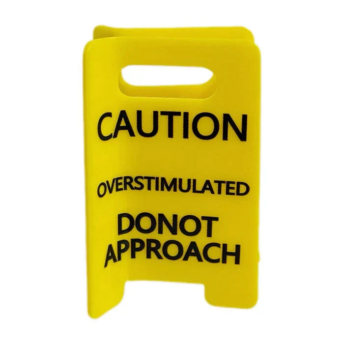 (2 Pcs) Caution Overstimulated Yellow Sign Hair Claw Clip